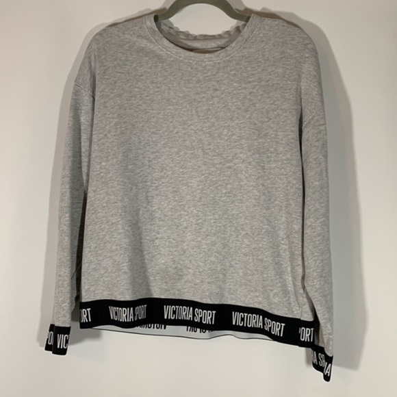 Victoria Sport Grey Bottom Elastic Sweater Top - Picture 1 of 7